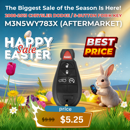 2008-2013 Chrysler Dodge / 5-Button Fobik Key / M3N5WY783X (AFTERMARKET)