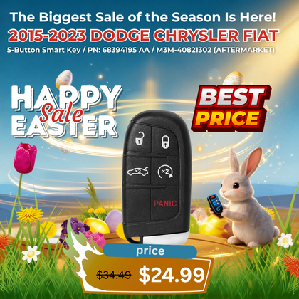 2015-2023 Dodge Chrysler Fiat / 5-Button Smart Key / PN: 68394195 AA / M3M-40821302 (AFTERMARKET)