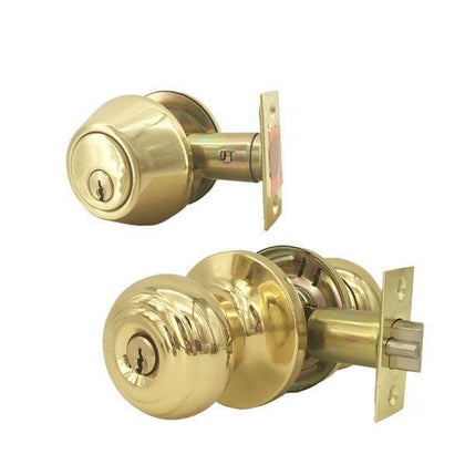 Kwikset Premium Combo Lockset – Knob & Deadbolt – Polished Brass